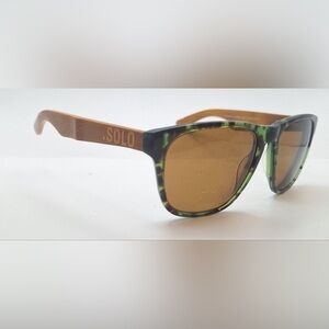 Solo Green Wood Oval Sunglasses Frames Only